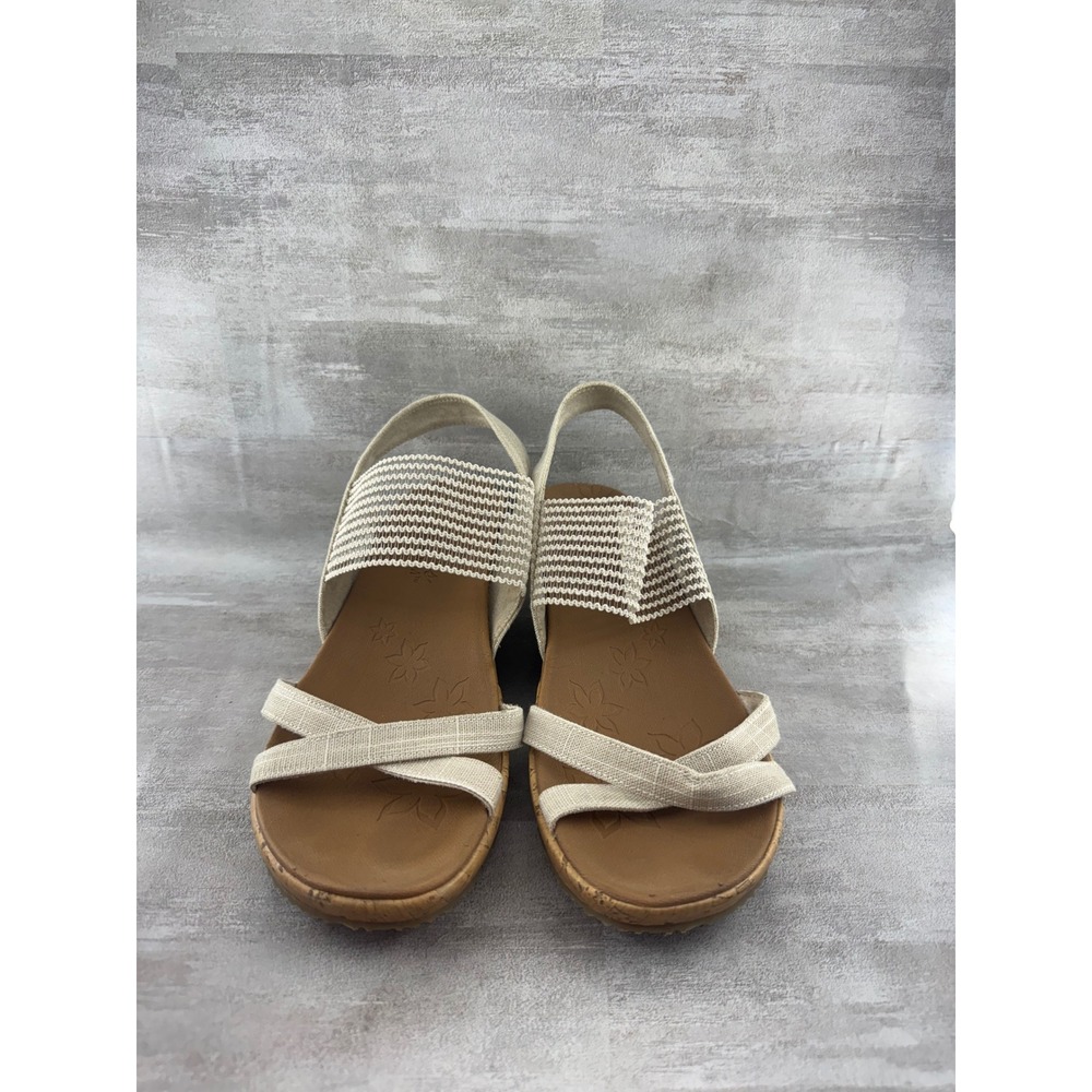 Skechers Cali Rumblers Modern Maze Natural Beige Wedge Sandals 31723 Women Sz 10